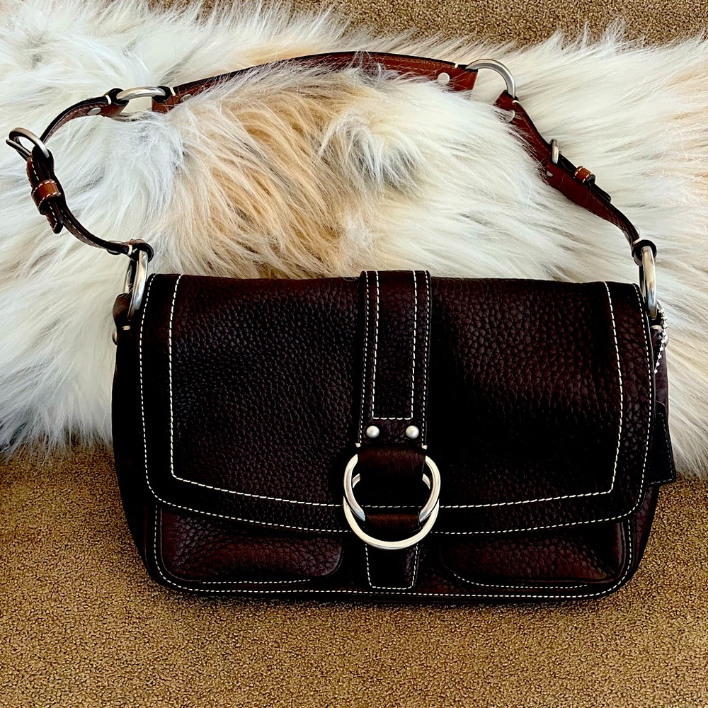 Coach pebbled leather brown satchel